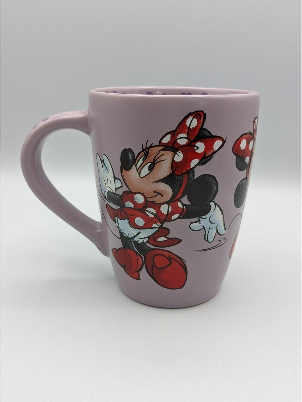 Minnie Mouse Disney Store Purple Polka Dot Mug, Minnie Mouse Red Dress and Bow